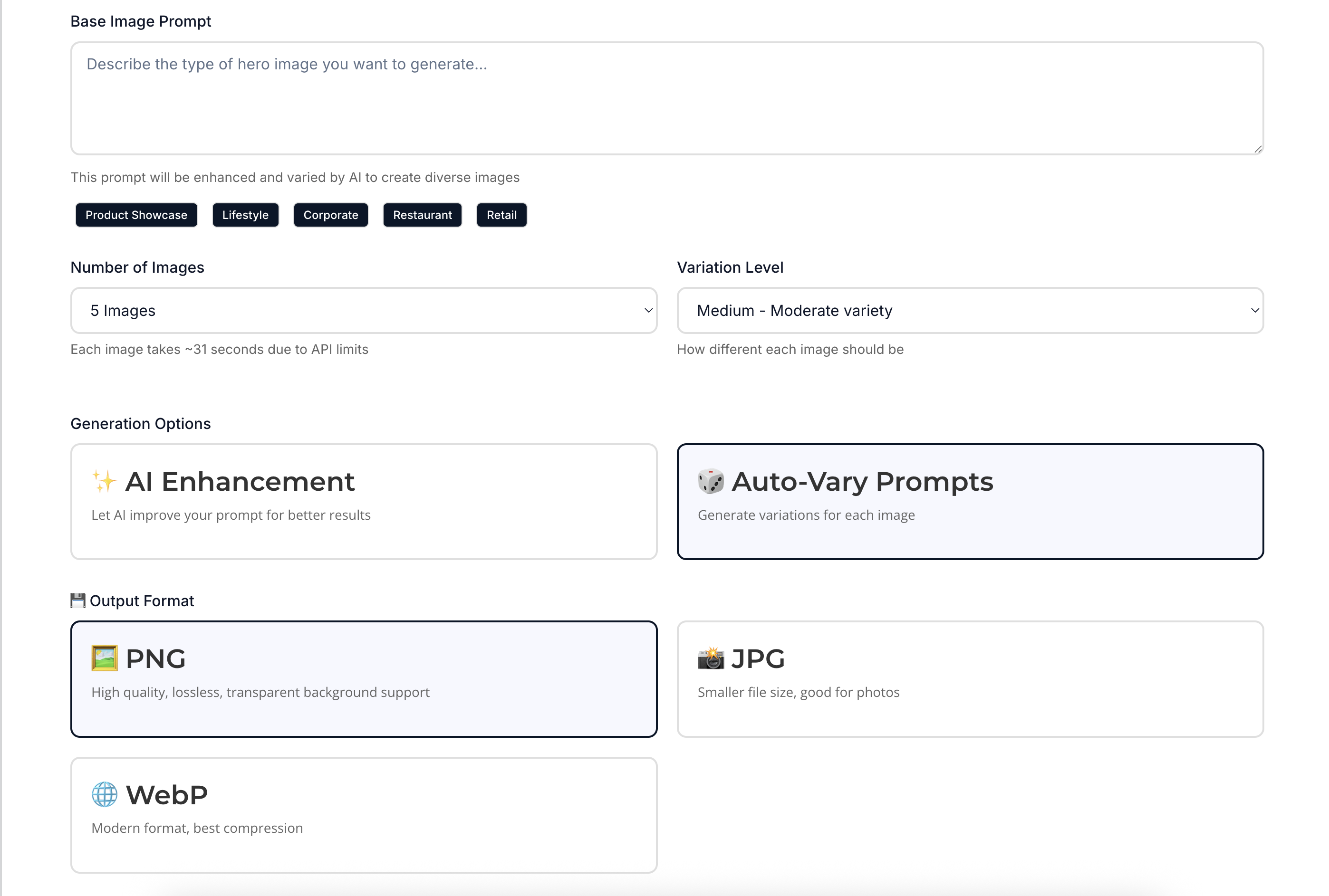 AI Image Generation Interface